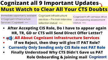 Cognizant All Updates in One Video, Only Sending CIS (Support Role) Joining for all⚡ Closed PAT Role
