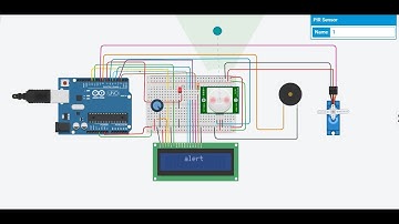 Use (PIR Motion Sensor with LED, LCD, Buzzer and Servo Motor).