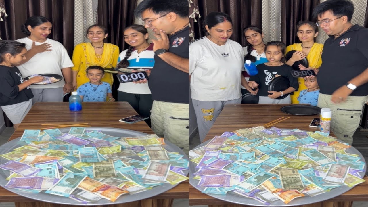 Flip the bottle and pick up the money with chopsticks 🥢 #punjabifoodchallenge 