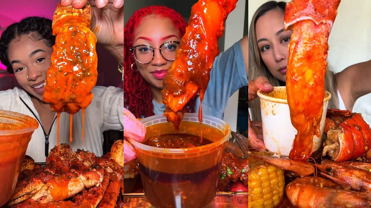 TIKTOK Mukbang Compilation | SeaFood Boil, Chili's, Wingstop, Cane's, McDonald's & More!