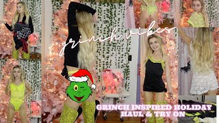 GRINCH inspired holiday outfit haul & try on