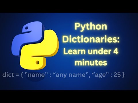Learn Python dictionaries in under 4 minutes. #pythondictionaries #pythondictionary .