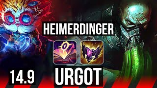 HEIMERDINGER vs URGOT (TOP) | 10 solo kills, 12/3/3, Dominating | BR Master | 14.9