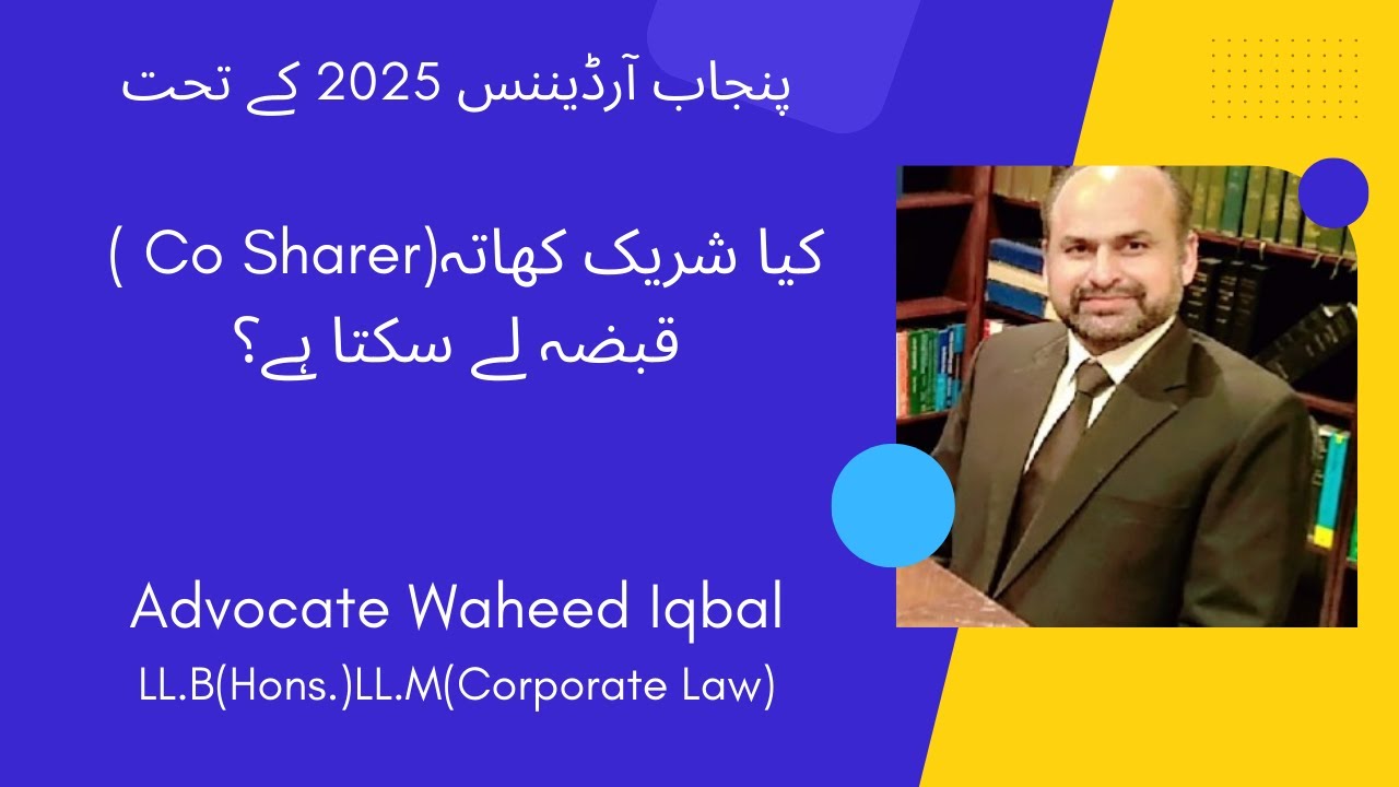 Can a Co Sharer Get Possession Under Punjab Property Ordinance 2025?