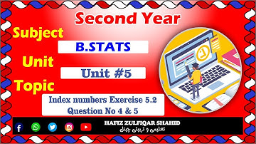 Inter Part-2 Business Statistics Unit 05{Lecture No 20} Index Number 5.2 #hafizzulfiqarshahid