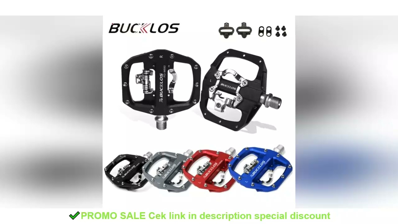 BUCKLOS Pedals MTB Bike Flat Pedal Platform Bearing Dual Function Fit SPD System Aluminum Alloy Moun