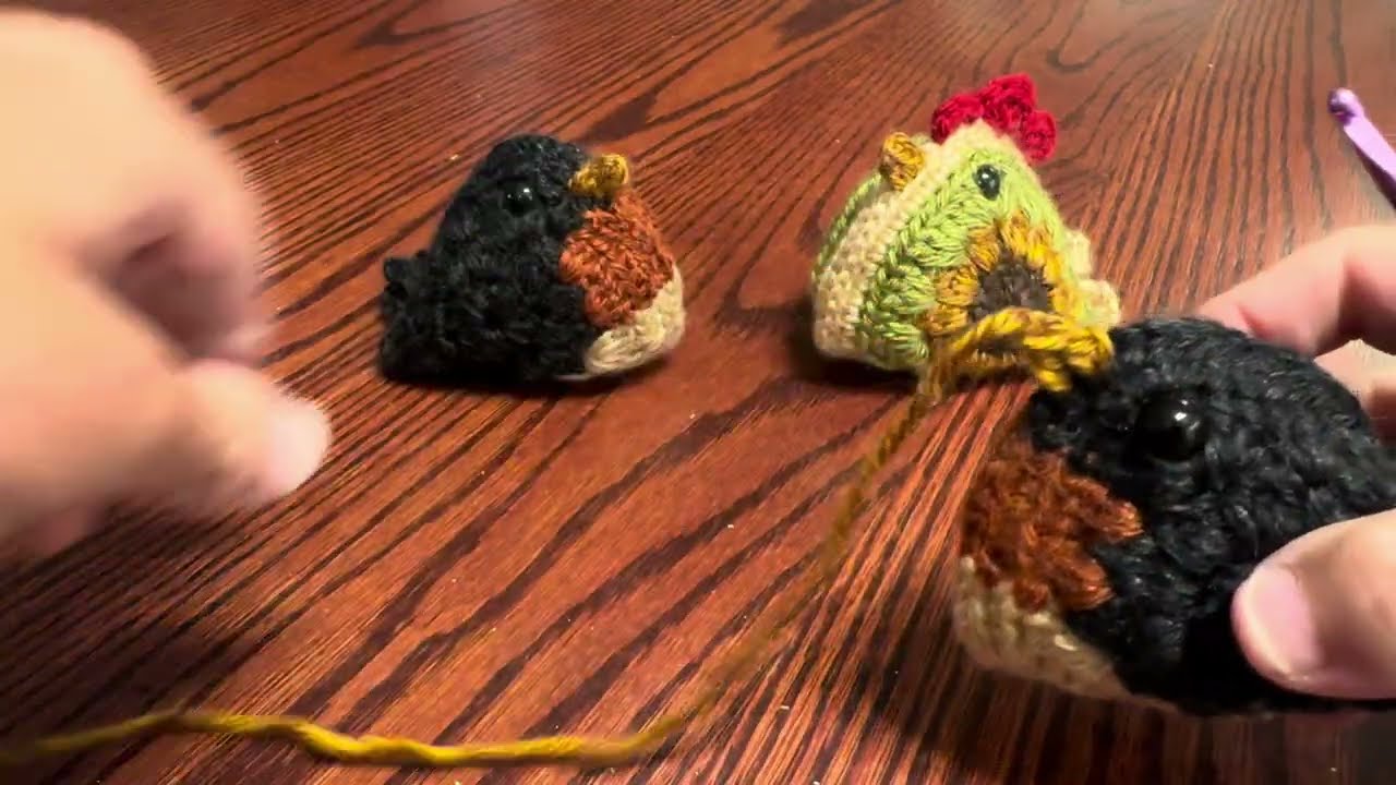 How to crochet a beak on the Granny Square Chicken (or Robin in this case)