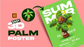 HOW TO MAKE A 3D EASY PALM TREE POSTER | TUTORIAL IN ADOBE ILLUSTRATOR 2024 screenshot 2