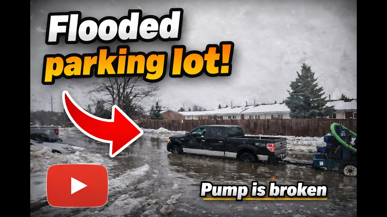 Parking Lot Floods | Cat 906 Snow Removal