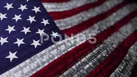 Seamlessly looping USA flag concept shot - animated hexadecimal code design (4k UHD)