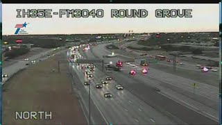 Fiery crash in Lewisville along I-35E