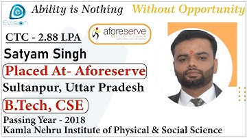 Congrats, Satyam | Selected in Aforeserve Ltd | 2.88 LPA |COMPUTERS SCIENCE, PoY 2018| Sultanpur, UP