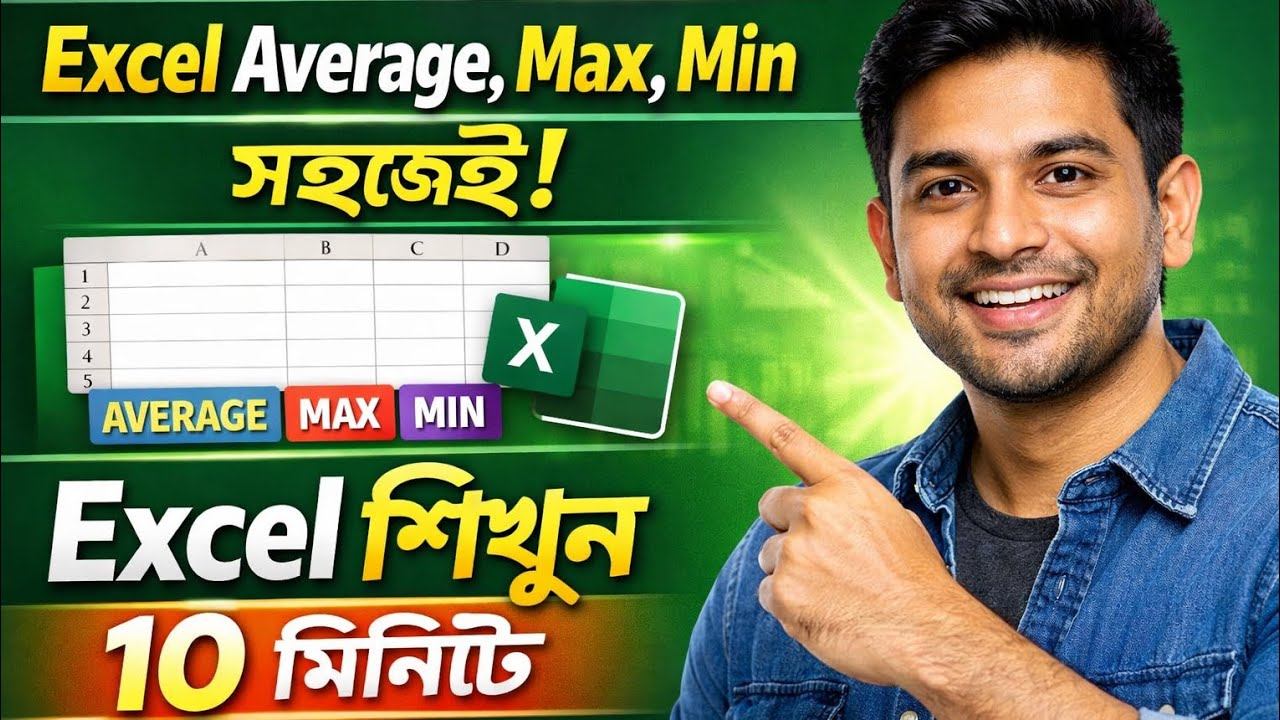 এক্সেলে Average, Max ও Min ফর্মুলা শিখুন ১০ মিনিটে | Excel Bangla Tutorial 