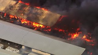 Large fire burning buildings near Livermore at Tesla, Cross roads | KTVU