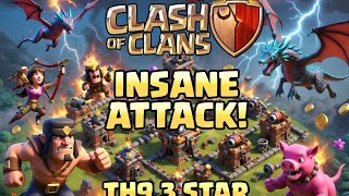 COC Insane attack th9 3 star 