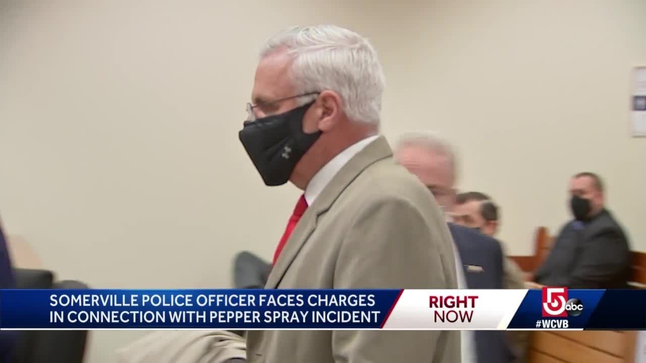 Officer arraigned in alleged pepper spray assault - YouTube
