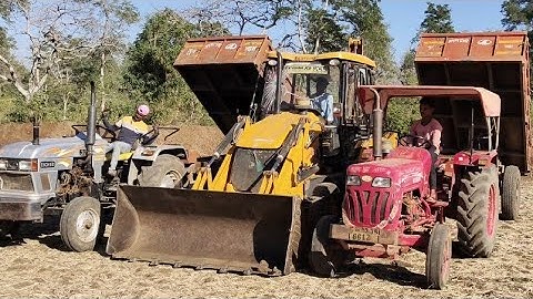 Eicher 333 And Mahindra 475 Di Mud Loading With Jcb 3dx Backhoe Machine Jcb and Tractor Video