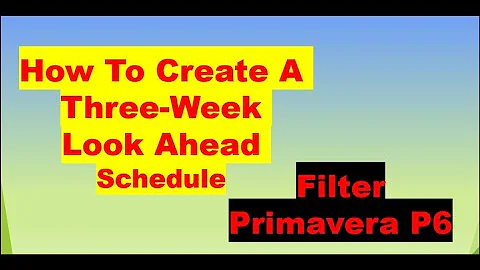 How To Create A Three Week Look Ahead Schedule l Filter l Primavera P6