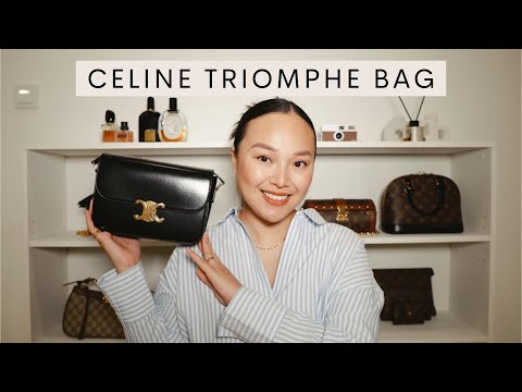 Celine Triomphe Chain Shoulder Bag Grey, Luxury, Bags & Wallets on