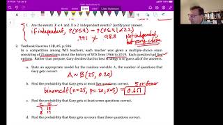 Math Apps HL Unit 5 Video 18: The binomial distribution practice problems 1 - 5 (Chapter 13.2)