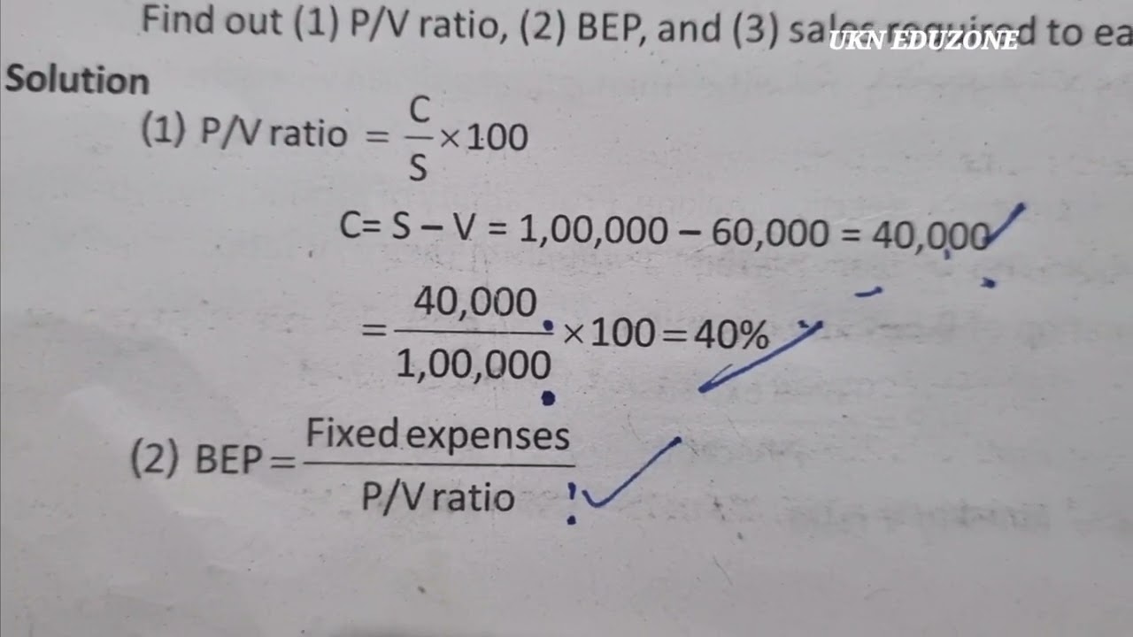 Sales required to earn profit, pv ratio, BEP calulations