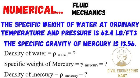 Numerical | Fluid Mechanics | Density | Specific weight | Specific Volume | Specific Gravity