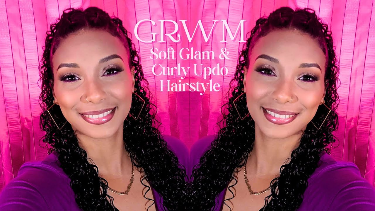 Soft Glam Makeup + Curly Updo Hairstyle