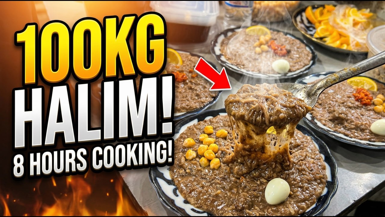 Uzbek Halim in Huge Cauldron  8 Hours Slow Cooking!