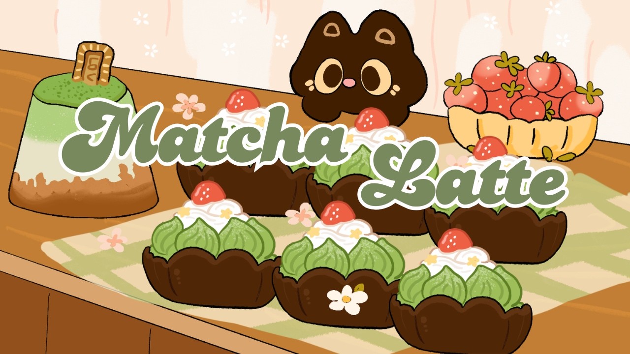 Cafe Music 🍓🥧Matcha Latte 🍰🍡2 Hour Cafe Song🎏Stream cafe🌼cute & relaxing🍰 Make Your Day Better