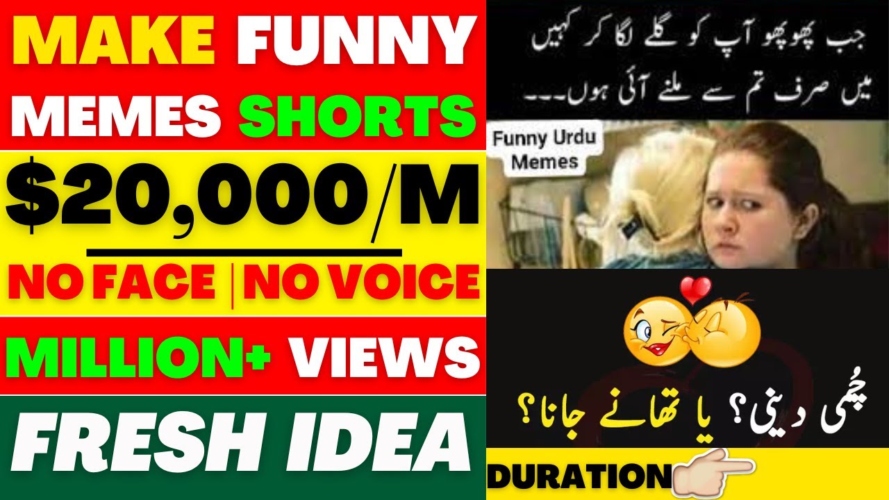 Earn $20,000/M Make Funny Memes Shorts | Copy Paste on Youtube & Earn ...