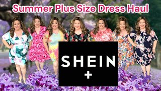 SHEIN PLUS Size Summer DRESSES \& Try On Haul (APPLE SHAPE Flattering) Summer 2023