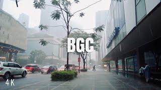 [4K] Walking in Heavy Rain in BGC, Metro Manila | Binaural City Sounds Rain Ambience