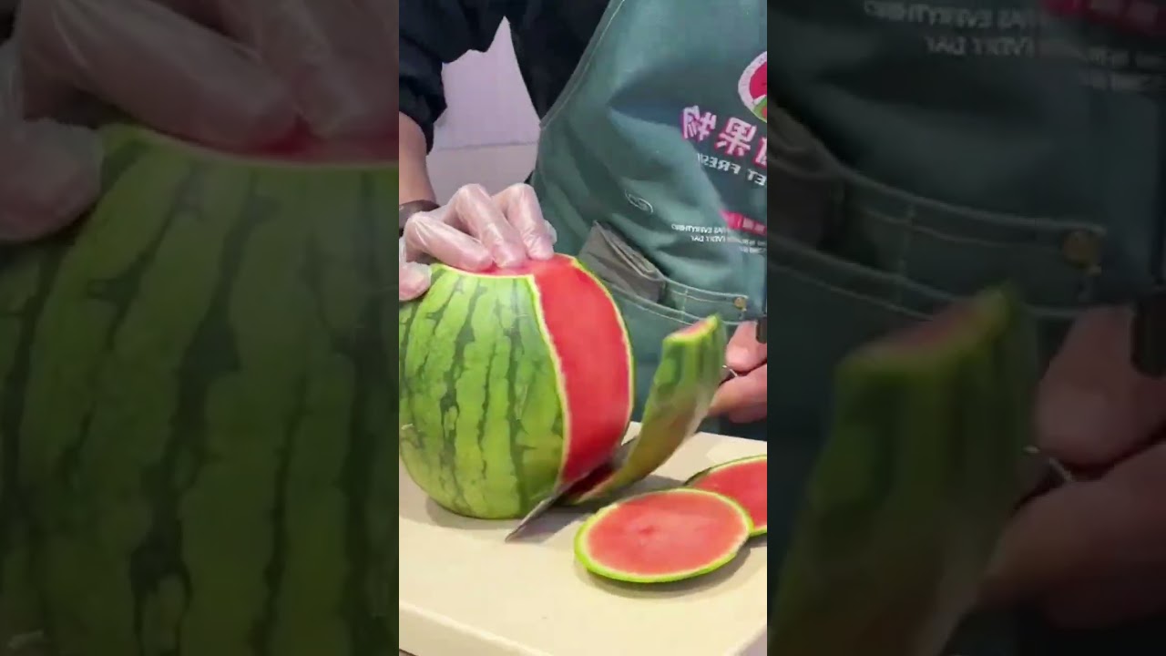 Easy watermelon peeling technique 