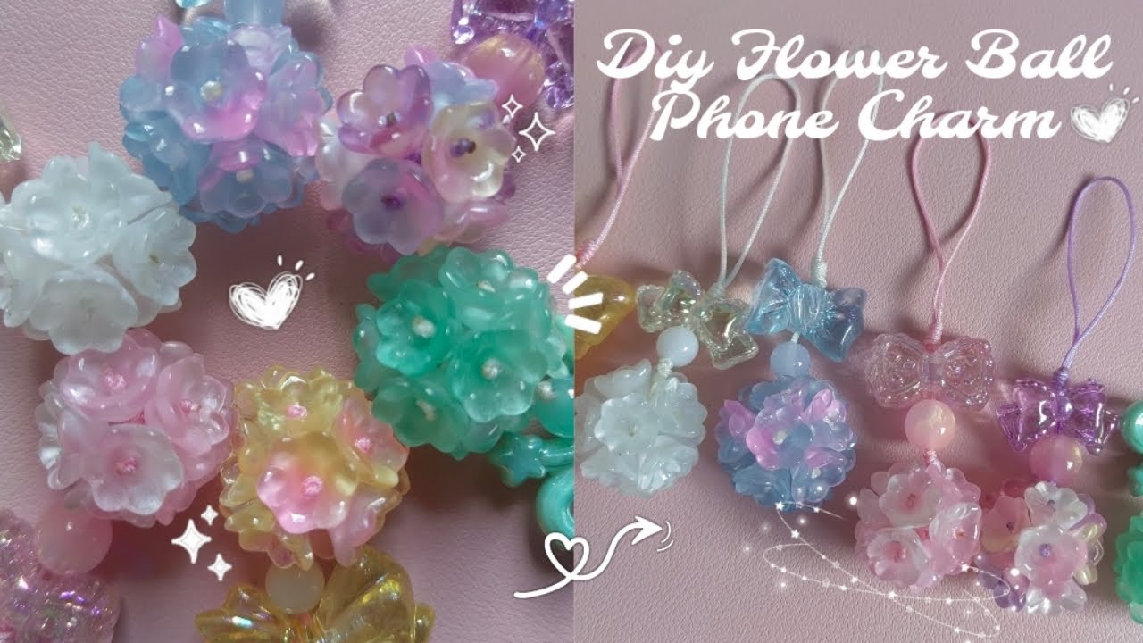 DIY Flower Ball Phone Charm | Easy Keychain Tutorial for Beginners🌸✨