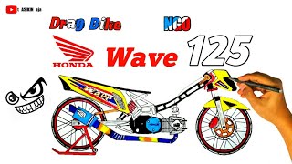 cara menggambar drag bike wave 125 | menggambar drag supra x 125 thailand screenshot 2