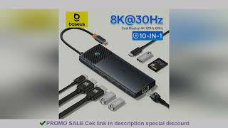 Baseus Usb C Hub Dual Hdmi 8K 4K Adapter 10-In-1 Usb 3.2 10Gbps Splitter With Rj45 Sd Tf Type C Pd 1