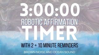 3 hour AFFIRMATION TIMER with 2 + 10 minute reminders (Ocean/brown noise)(No subliminal!)