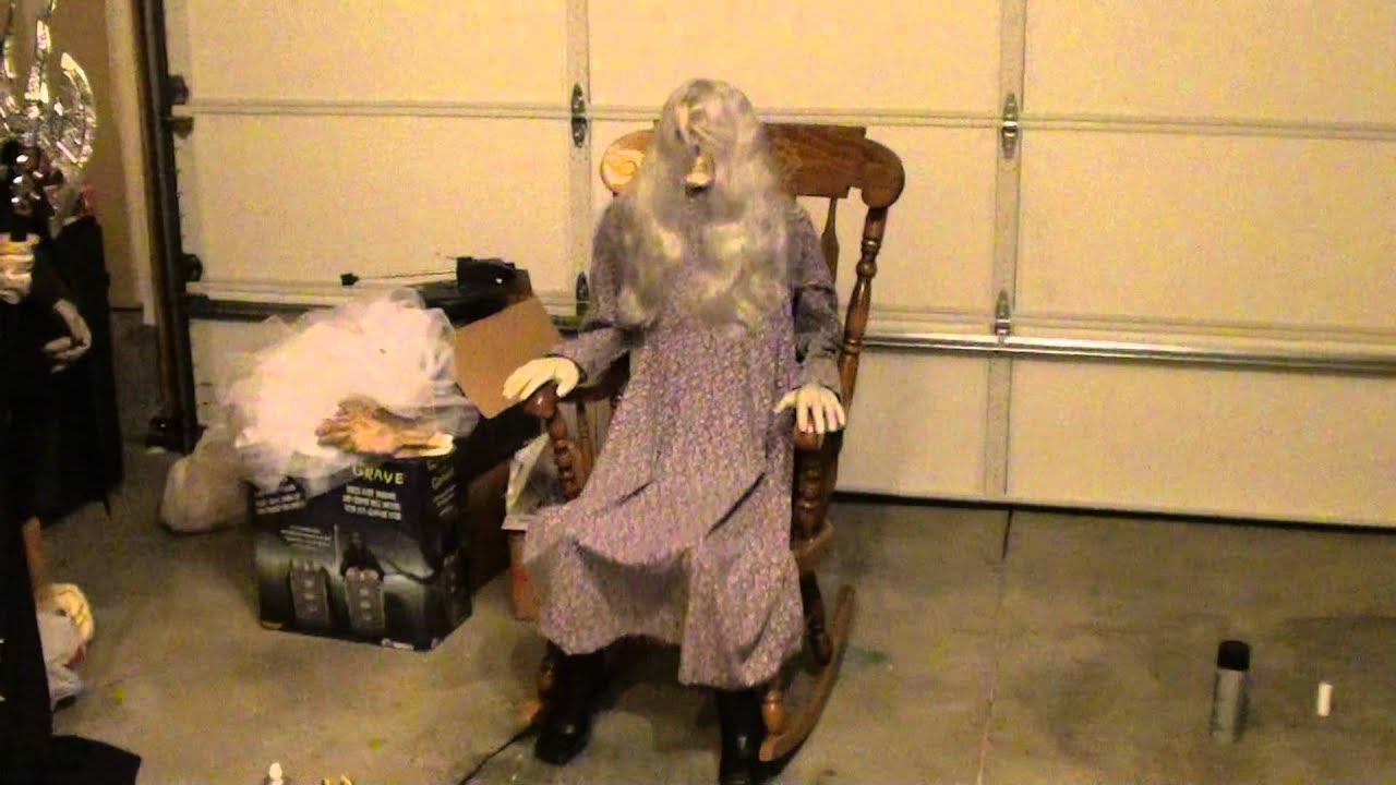 Halloween Rocking Chair Grandma Prop - YouTube