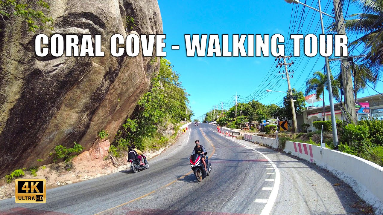 4K Koh Samui Coral cove Walking tour 15 March 2022 | Streets of Thailand