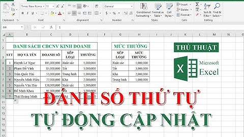 Tự động cập nhật số thứ tự khi xóa hoặc thêm dòng trong excel