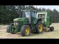 John Deere 7610 Baling With a John Deere 590 Baler Behind