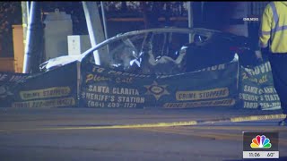 Off-duty LAPD officer killed in fiery solo crash in Santa Clarita