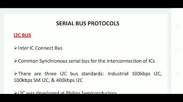 SERIAL BUS PROTOCOL - INTER INTEGRATED CIRCUIT - I2C - PART 1
