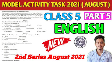 Class 5 English Model Activity Task Part 5 | New Model Activity Task 2021 Class 5 English Part 5