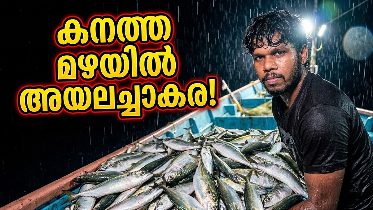 കനത്ത മഴയും രാത്രിയിലെ കടൽ പോരാട്ടവും! വമ്പൻ അയലച്ചാകര 🌊 🐟 | Night Sea Fishing Malayalam Vlog