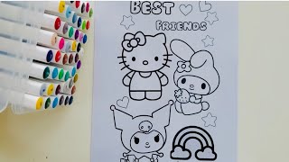 Relaxing Kuromi💜 Hello Kitty🎀 My Melody💖|Satisfying ASMR Coloring |