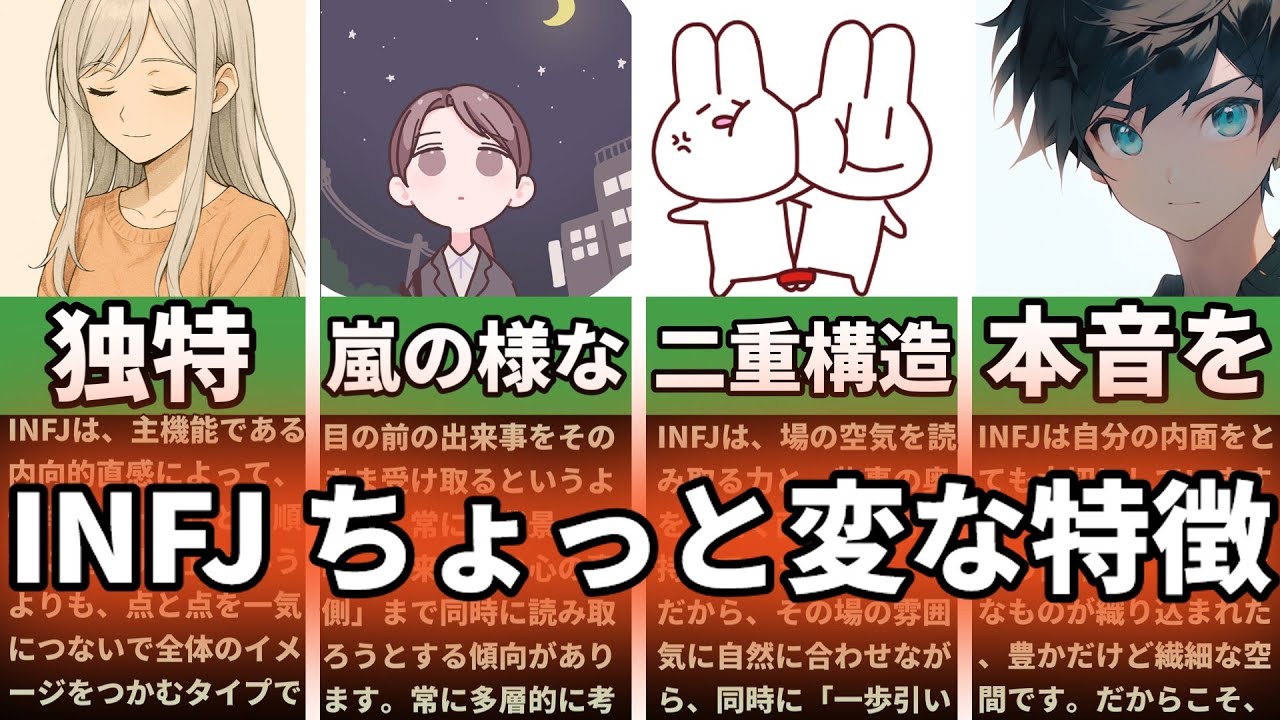 【MBTI診断】INFJのちょっと変わった特徴 4選　#あるある　#MBTI#infj #提唱者#性格診断　#infjあるある#心理学#人間関係#提唱者型