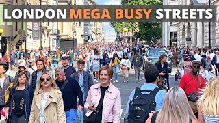 London Walk, BUSY SUMMER walking tour • 4K60FPS