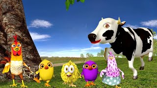 El Pollito pío 3d | El toro se congela jugando en el juegodel Toro y el Tractor 3D🎶 screenshot 4