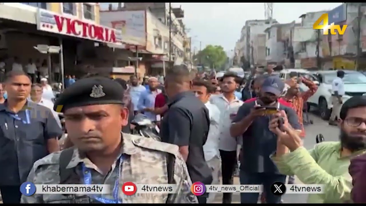 Clash between BJP vs AIMIM at bibi bazaar Hyderabad. 